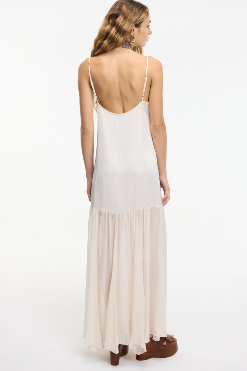 Vestido largo Manteca