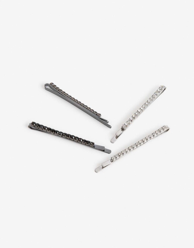 Horquillas con Accesorios Strass Set De 4 Bobby Pins De Strass. - Combinacion Bicolor