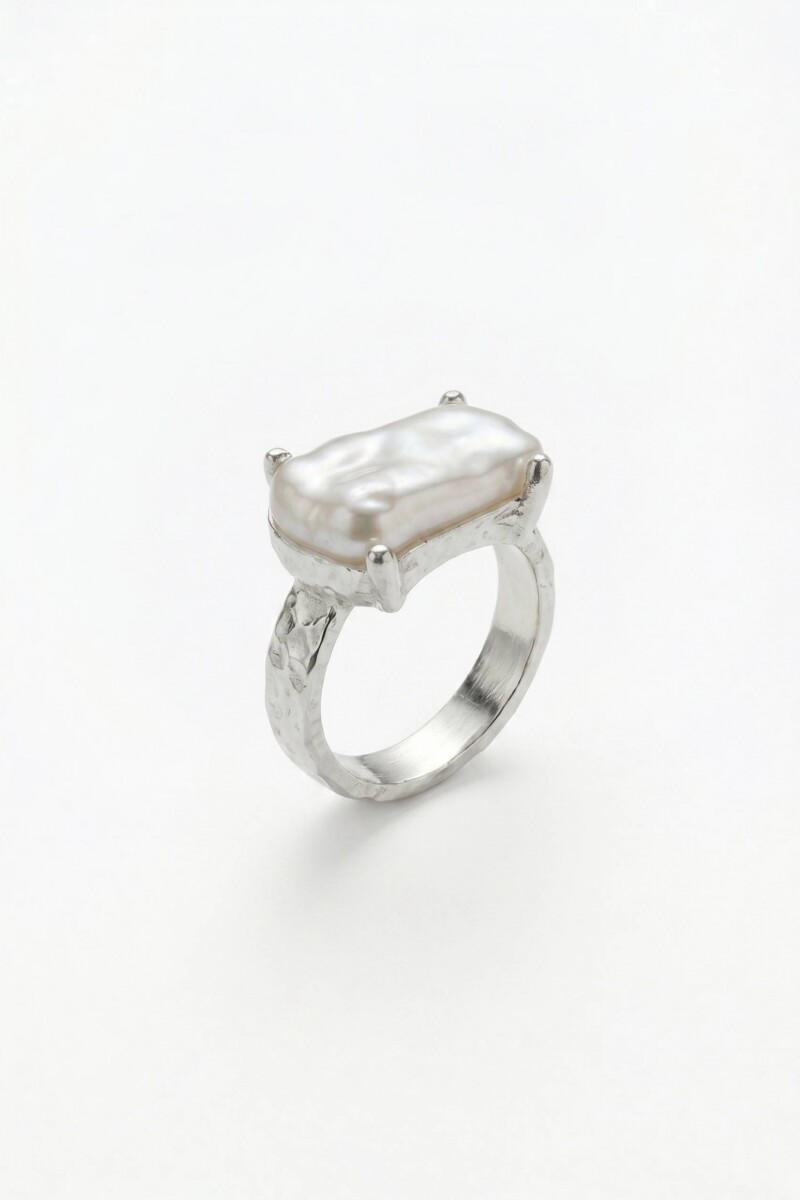 Anillo perla plateado