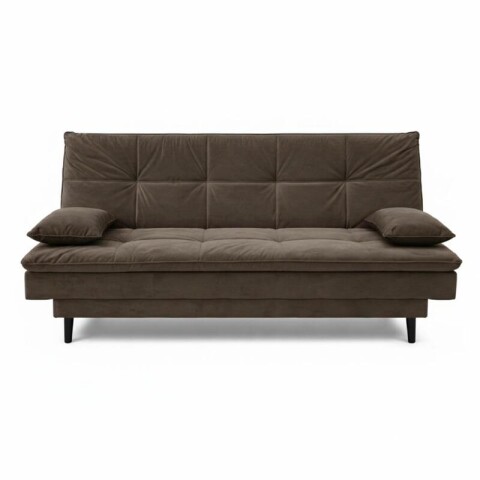 SILLON SOFACAMA LIVERPOOL con asiento reclinable en tela suede con cojines - Marrón SILLON SOFACAMA LIVERPOOL con asiento reclinable en tela suede con cojines - Marrón