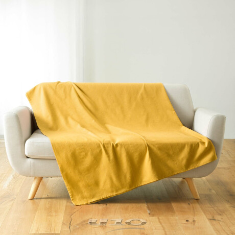 THROW ALGODON-DE-POLIESTER AMARILLO POLYALGODÓN MOSTAZA