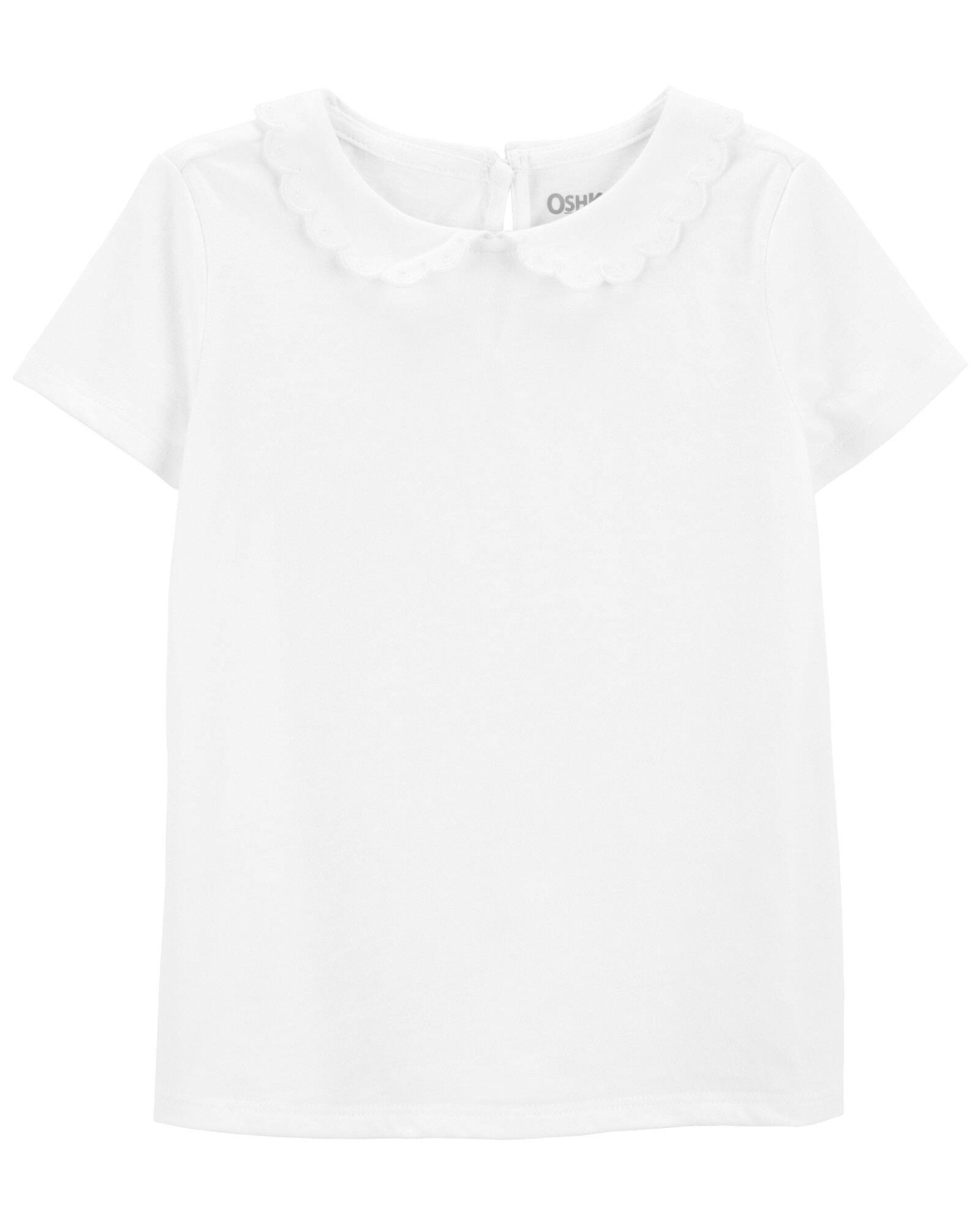 Blusa de algodón, con cuello mago bordado. Talles 2-5T Sin color