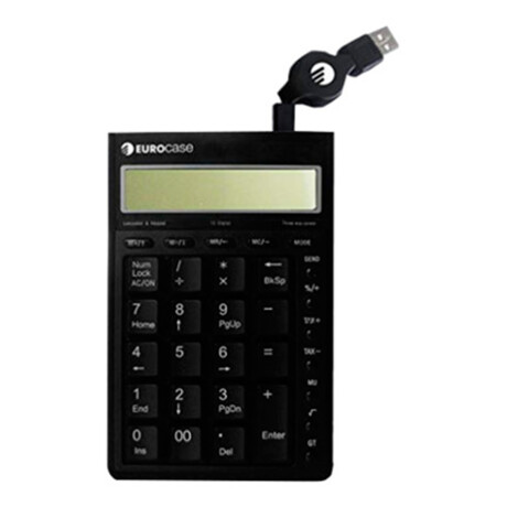 Eurocase - Calculador y Teclado Numérico Calculator Ii - Pantalla: 12 Dígitos. USB / Solar / Batería 001