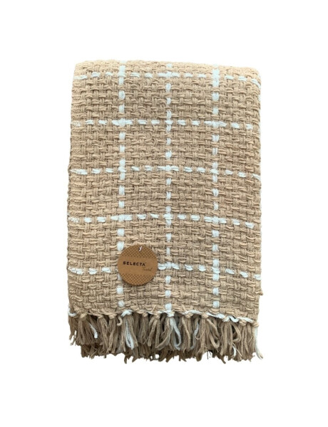 MANTA TEJIDA POLIESTER 125X150CM CUADROS BEIGE MANTA TEJIDA POLIESTER 125X150CM CUADROS BEIGE