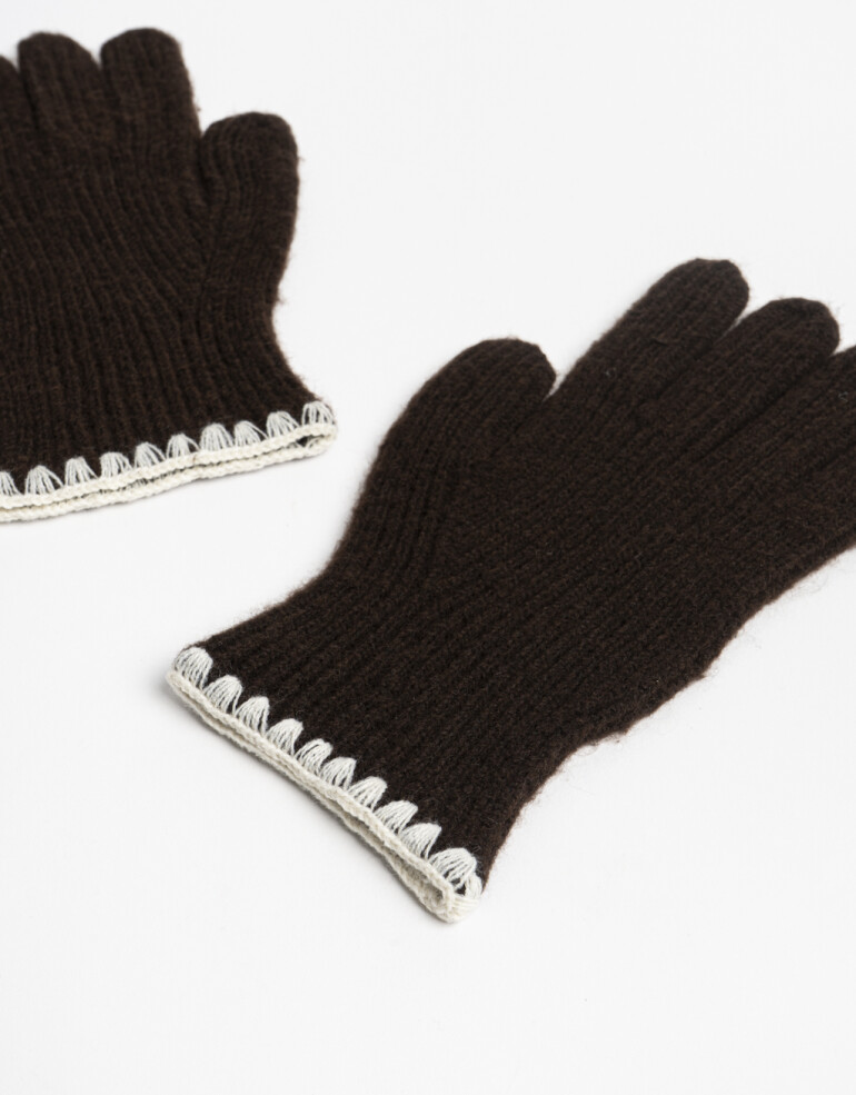 Guantes Tejidos Guantes Tejidos Con Terminacion Con Bordado - Combinacion Bicolor