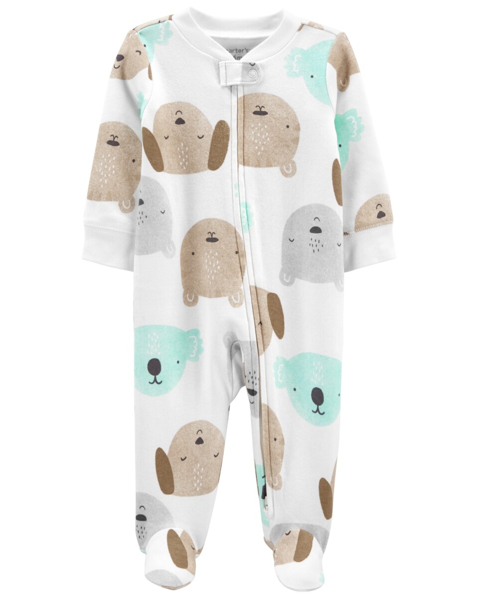 Pijama de algodón con pie y doble cierre 