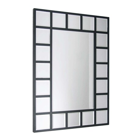 Espejo Borde Cuadriculado en Metal 61x85Cm Adorno Decoración Negro