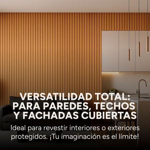 Pack x50 Wpc Simil Madera Wall Panel Lambrin 2.90x16.7 Color Marrón Madera 5