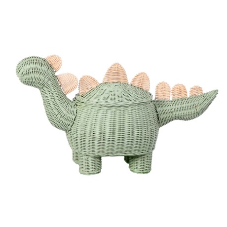 CANASTO DE JUGUETES VERDE RATTÁN DINOSAURIO