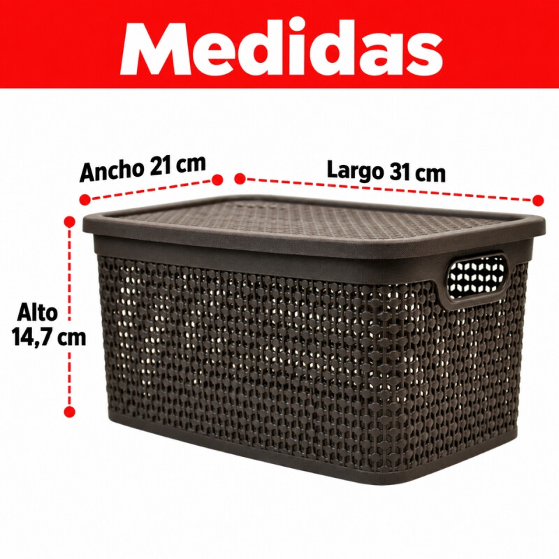 Caja simil ratán 7,5 lts CHOCOLATE