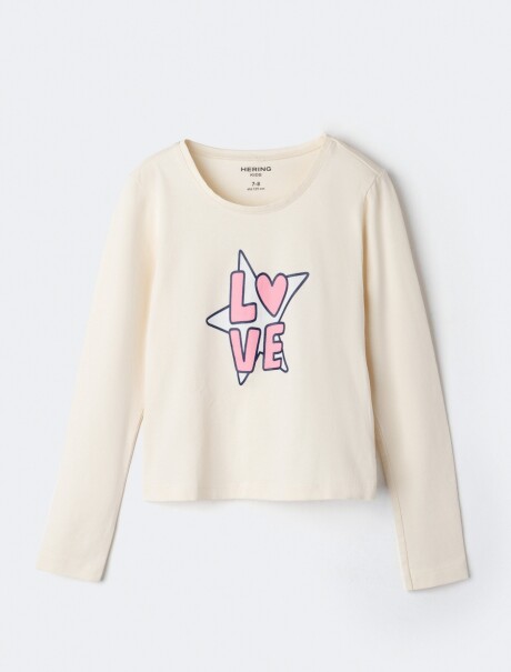 BLUSA INFANTIL CON ESTAMPA BEIGE