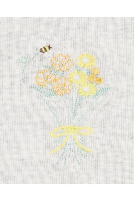 Set tres piezas de algodón, pantalón y dos bodies, diseño floral Set tres piezas de algodón, pantalón y dos bodies, diseño floral