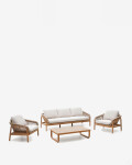 Set Vellana sofá 3 plazas, 2 sillones y mesa centro madera maciza acacia FSC 100% cuerda b Set Vellana sofá 3 plazas, 2 sillones y mesa centro madera maciza acacia FSC 100% cuerda b
