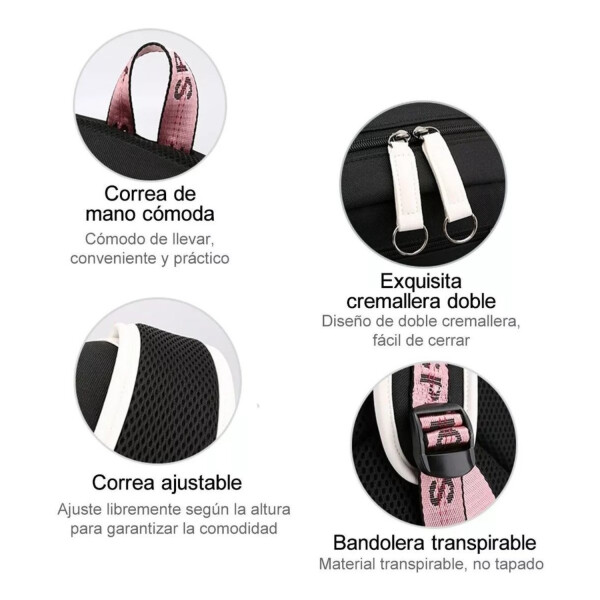 Pack x3 Mochila Kawaii Impermeable Usb Multuso Resistente Variante Color Negro