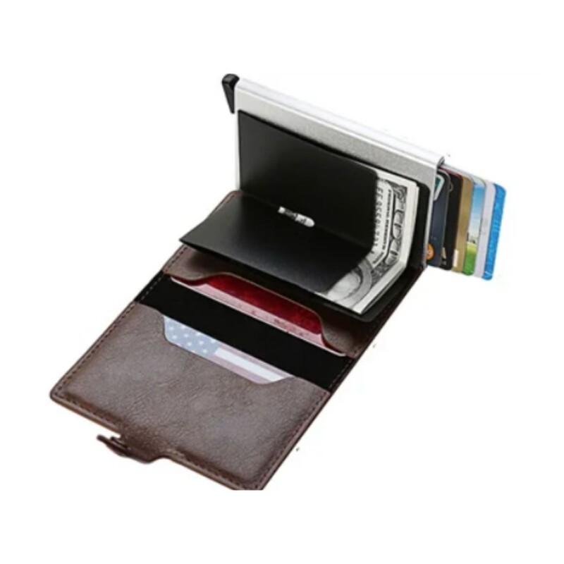 Tarjetero Billetera Bloqueo Rfid Anti Clonacion Color marron oscuro