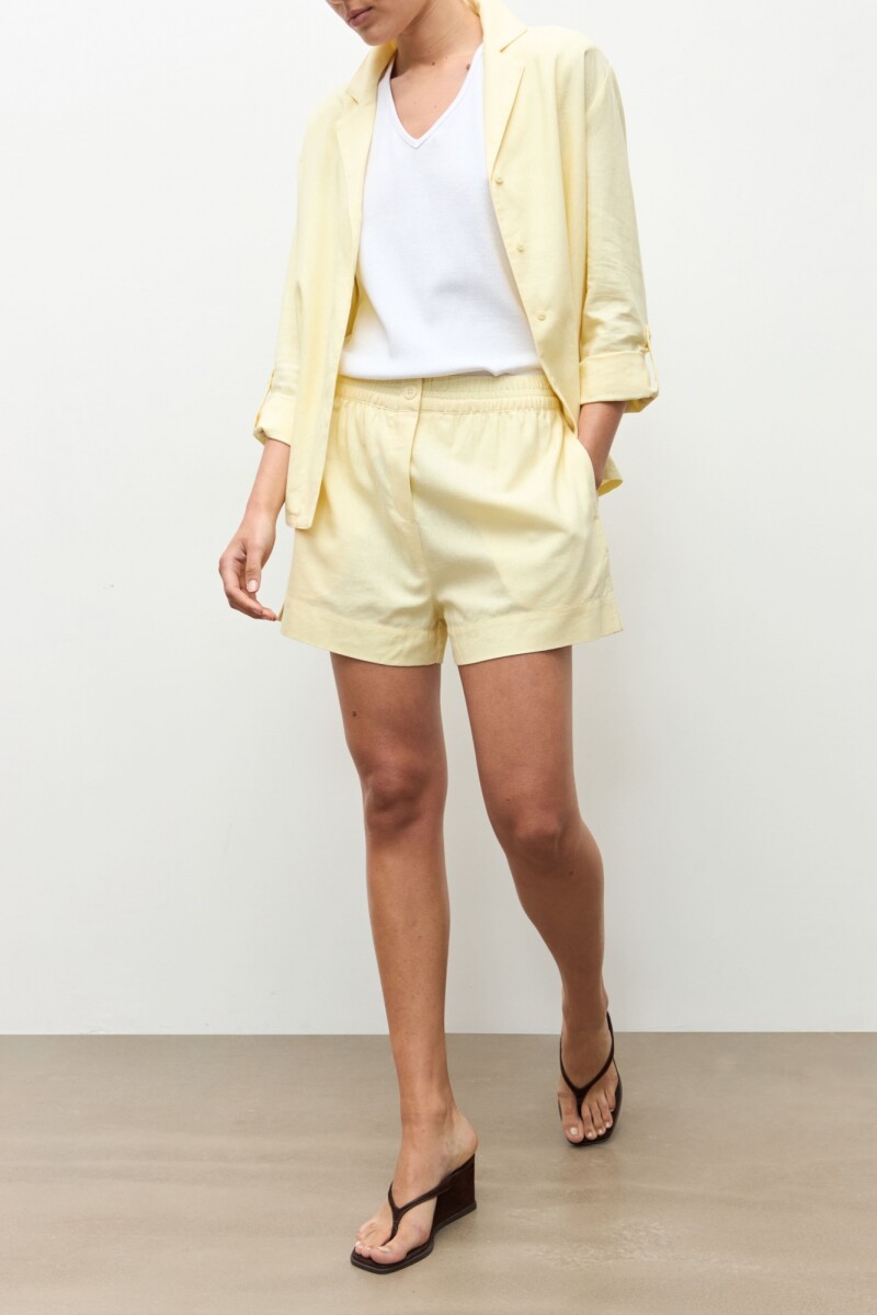 Short lino con elastico amarillo claro
