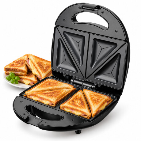 Sandwichera Eléctrica Antiadherente 2Panes 750W Cuori Crunch Negro