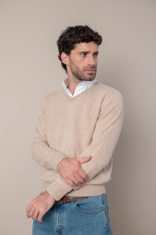 Sweater V lambswool Beige