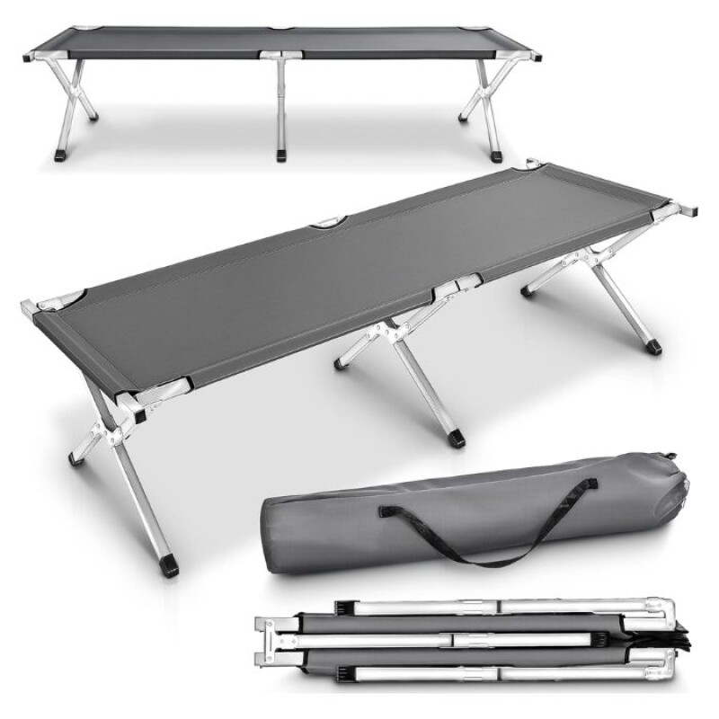 Catre Plegable en Aluminio Reforzado Con Bolso Gris