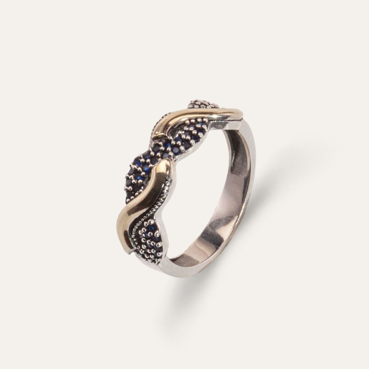 Anillo Martina Blue - Plata y Oro 