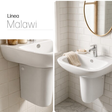 LAVATORIO CON PEDESTAL JUEGO DE LOZA MALAWI BLANCO BRILLANTE 000
