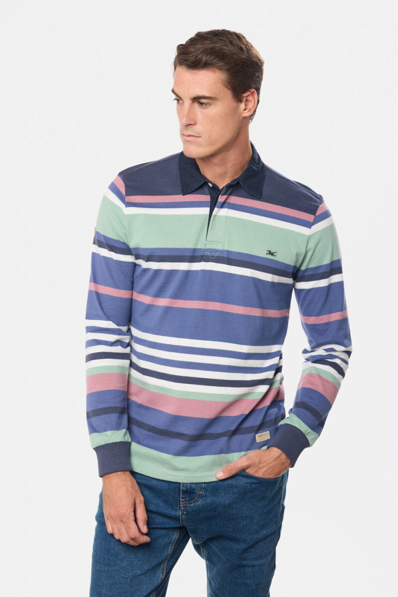 REMERA RAYADA - Azul 