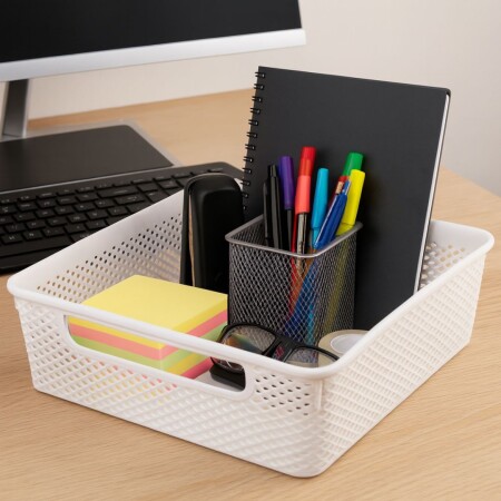 CANASTO ORGANIZADOR LINEA BLANCO 30 CM CANASTO ORGANIZADOR LINEA BLANCO 30 CM