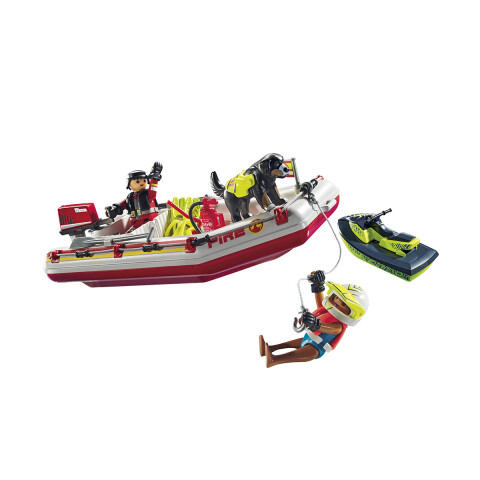 Lancha y Moto de Bombero Playmobil 52 Piezas con Figuras U