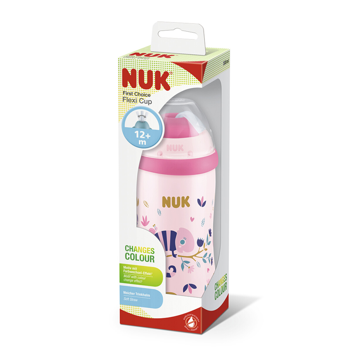 Vaso Nuk Flexi Cup Efecto Camaleón 300 Ml. 12m+ Niña 