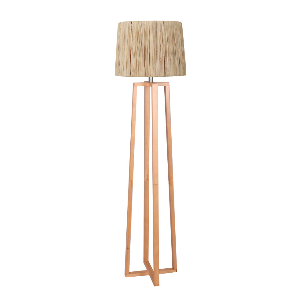 LAMPARA MADERA NATURAL-BEIGE DE PIE