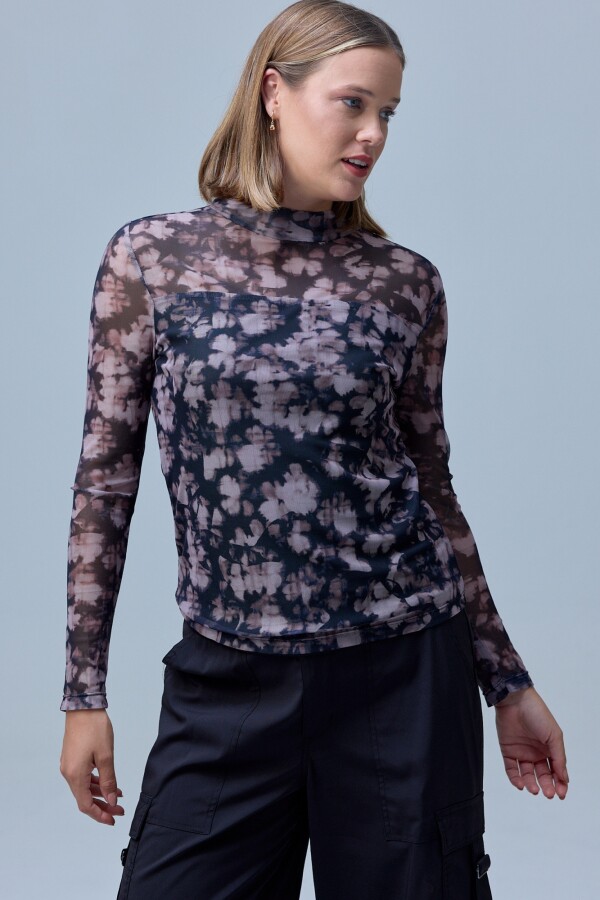 Blusa Microtul Print NEGRO/MULTI