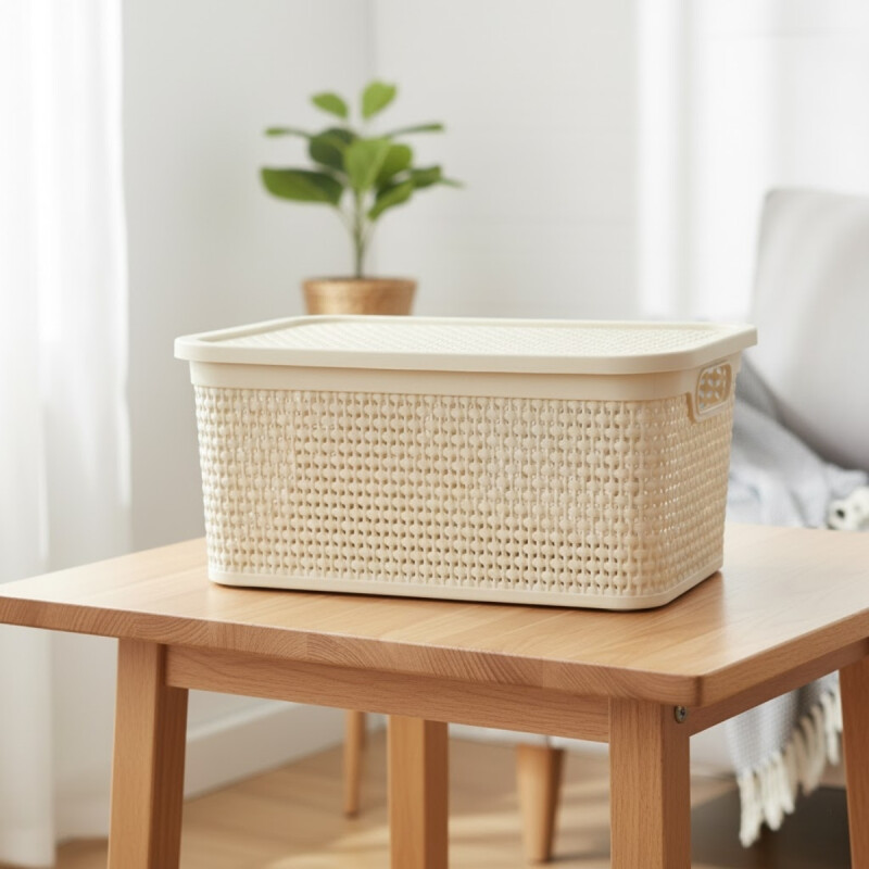 Set x6 Caja simil ratán 7,5 lts BEIGE