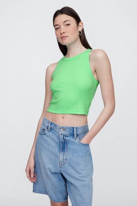 Musculosa Crop Mujer Neon Lime Green