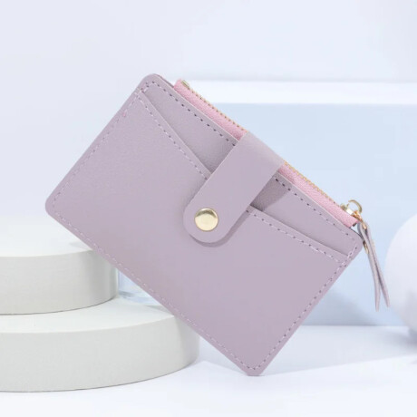 Billetera tarjetero de cuerina con botón Rosado