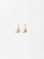 Pendientes Con Perlas De Agua Dulce Y Cristales dorado