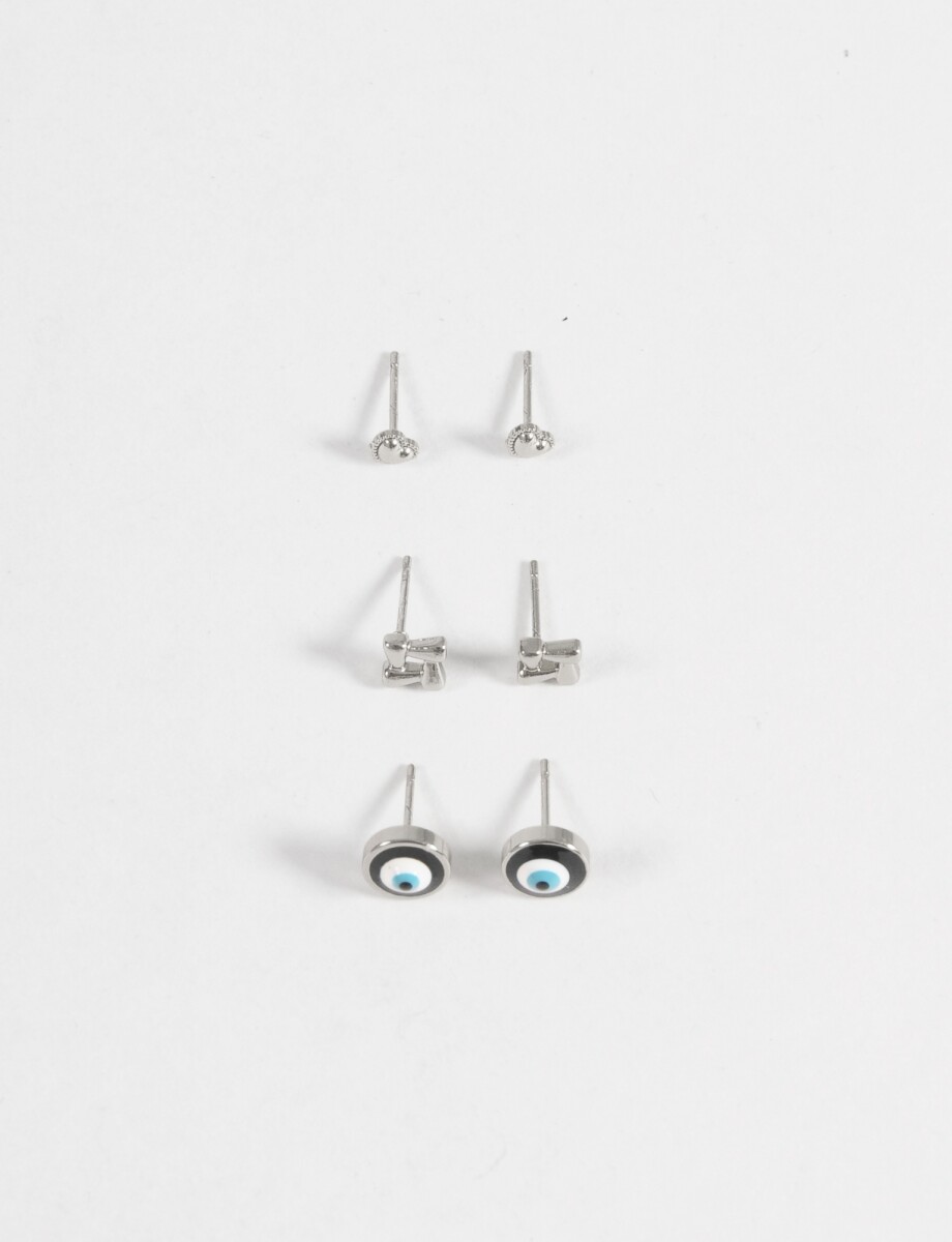 Set de caravanas pin acero - plateado 