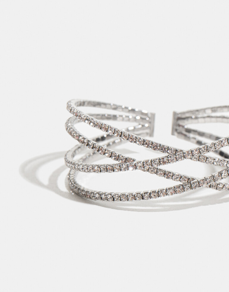Brazaletes Strass Brazalete Formato Pulsera Con Strass - Cristal