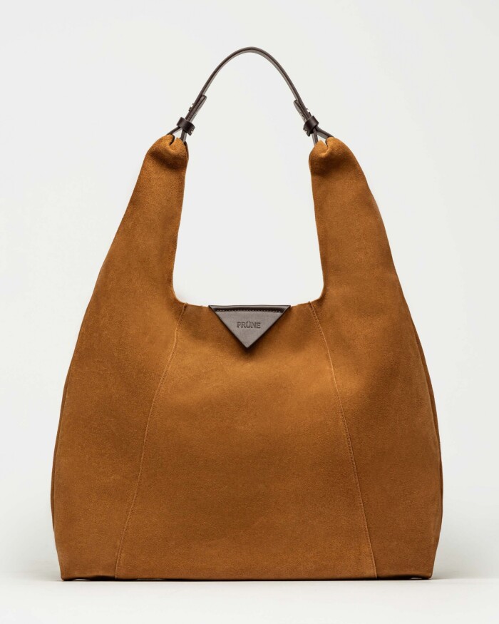 Bolso The Shopping en cuero gamuza Cuoio Marron