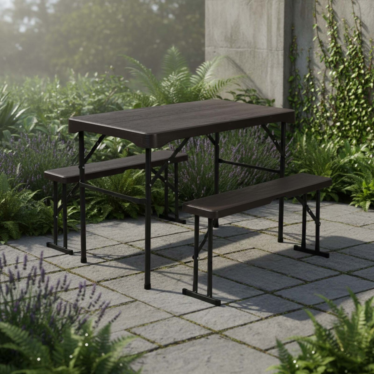 SET CAMPING PLEGABLE - POLIETILENO-Y-METAL NEGRO AVEO 