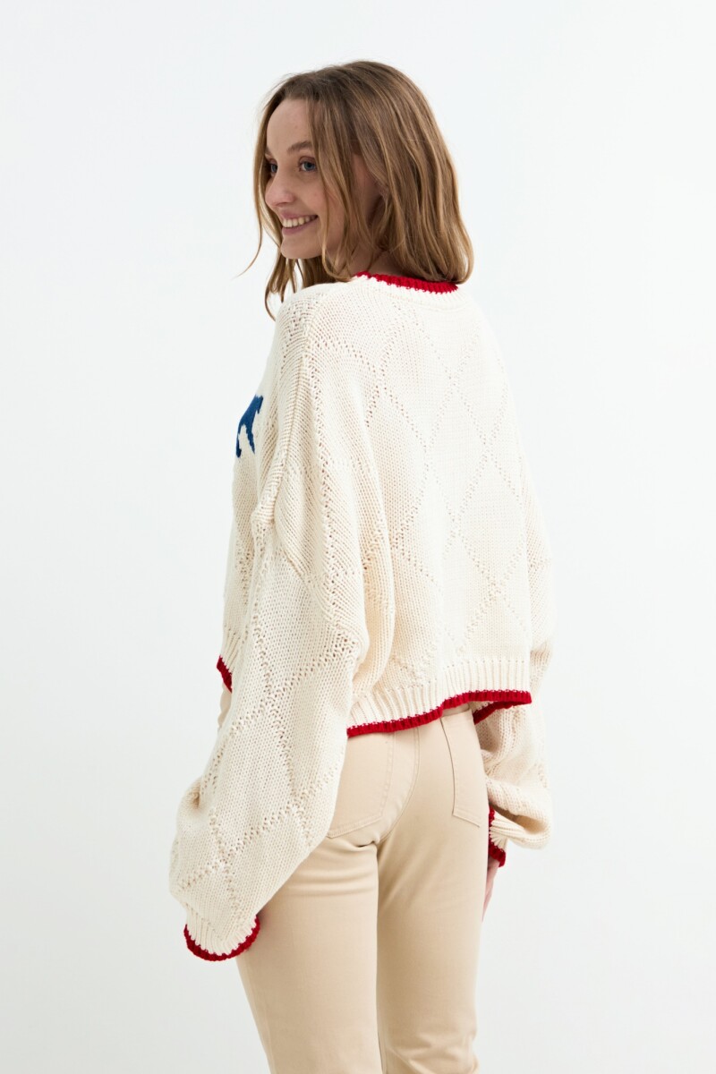 Sweater tejido jacquard peces CRUDO