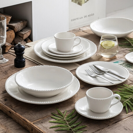 Kit Juego de Vajilla 16 Piezas con Vinagrera Jarra y 2 Bandejas Porcelana Kit Juego de Vajilla 16 Piezas con Vinagrera Jarra y 2 Bandejas Porcelana