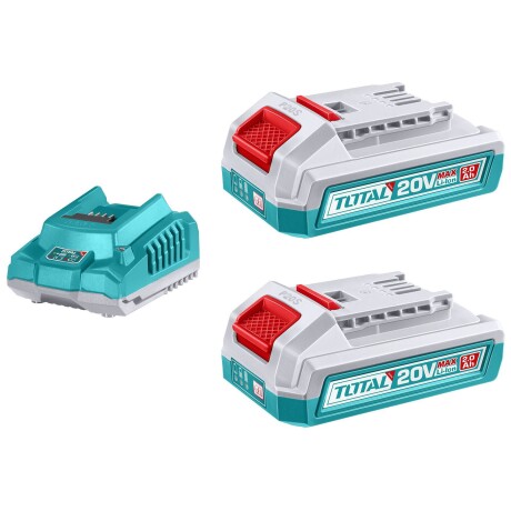 2 Baterías Litio Ion 2.0Ah + Cargador Rápido 2A 20v 2 Baterías Litio Ion 2.0Ah + Cargador Rápido 2A 20v