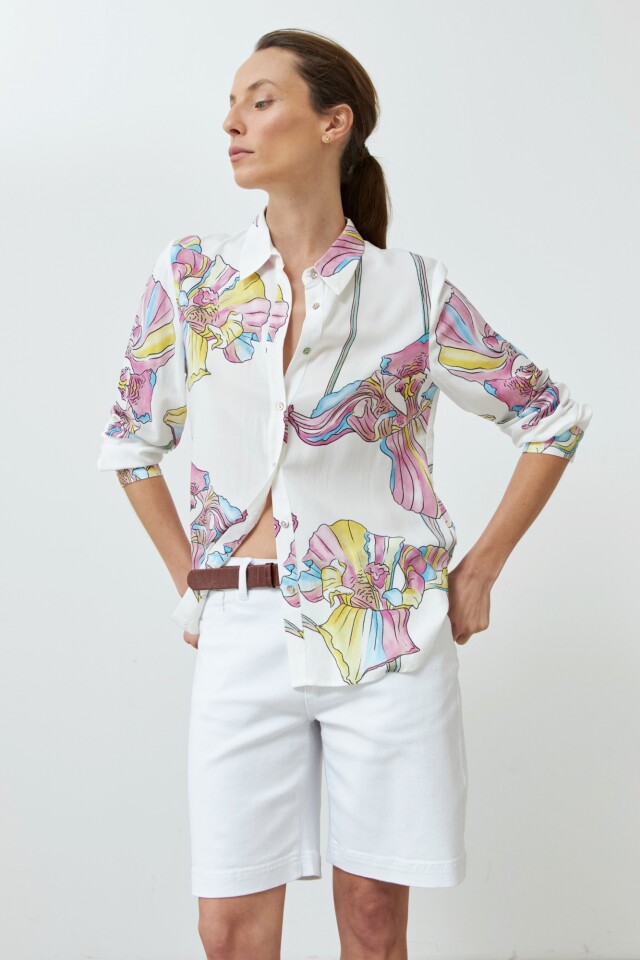 Camisa estampada lirio de campo fucsia