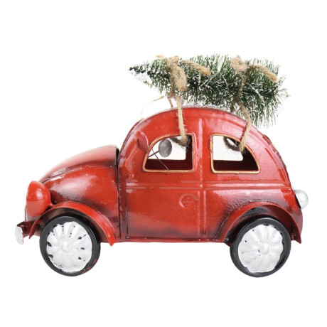 Auto navideño de metal con luces Auto navideño de metal con luces