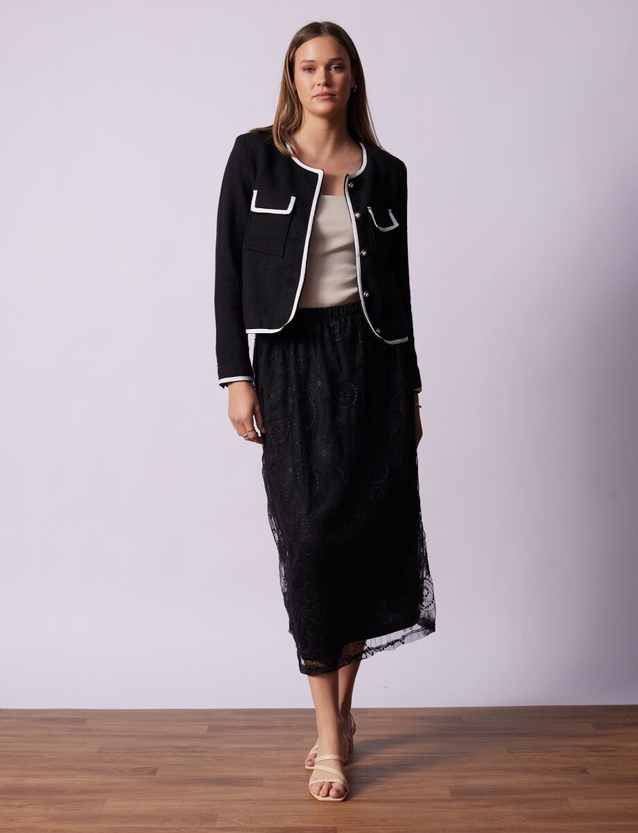Chaqueta Tweed - Negro/blanco 