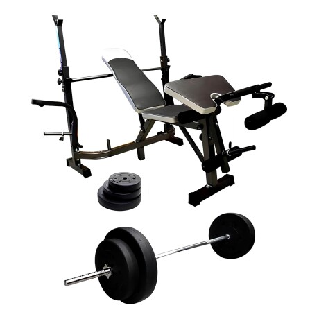 Kit Banco Pecho + Scott y Piernas + Barra 180cm + 50kg Discos Kit Banco Pecho + Scott y Piernas + Barra 180cm + 50kg Discos