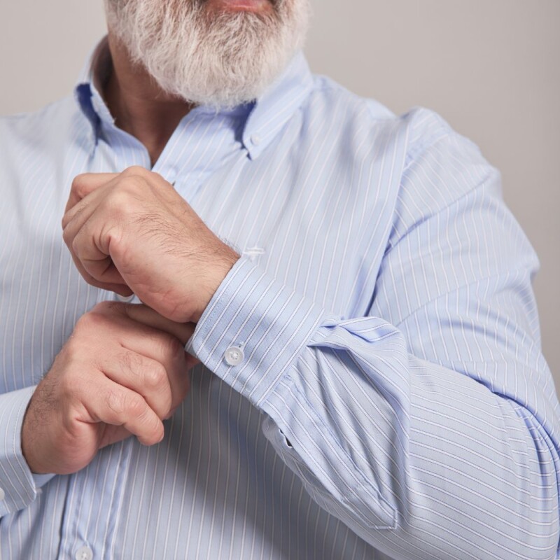 CAMISA OXFORD CELESTE RAYADO