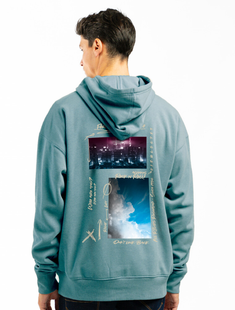 Canguro Estampado de Felpa Oversized California Jean Sky