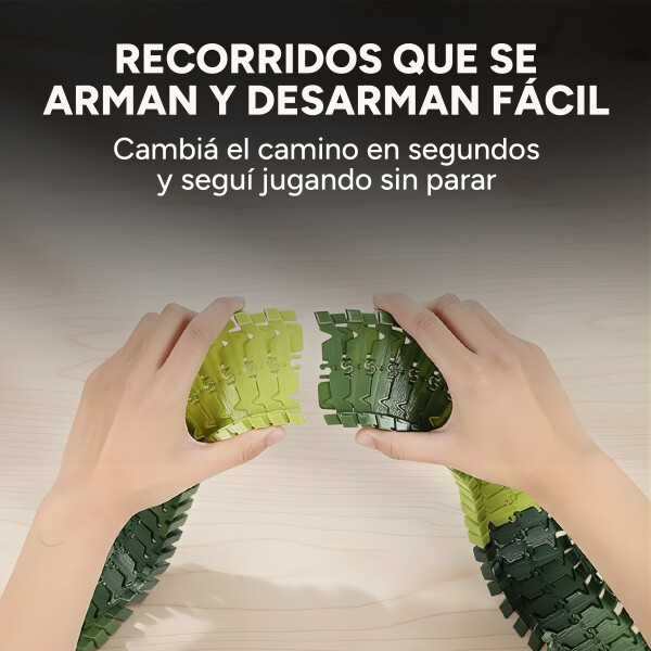 Pista Autos Dinosaurios Grande Flexible Juguete 275 Pz Luces Variante Color Verde