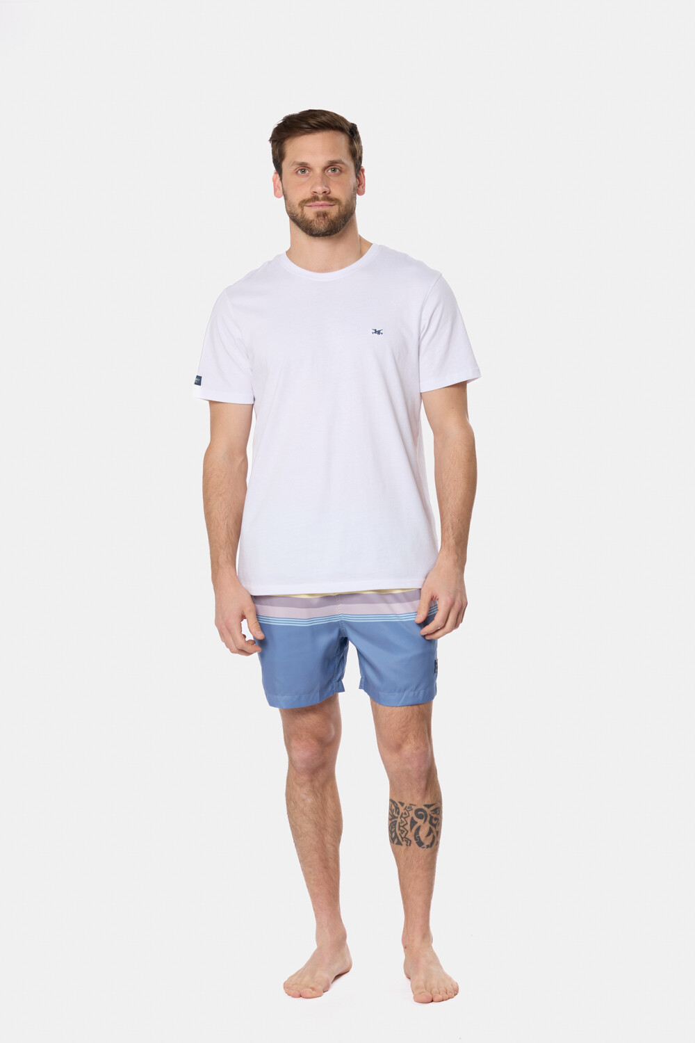 SHORT DE BAÑO RAYADO Piedra